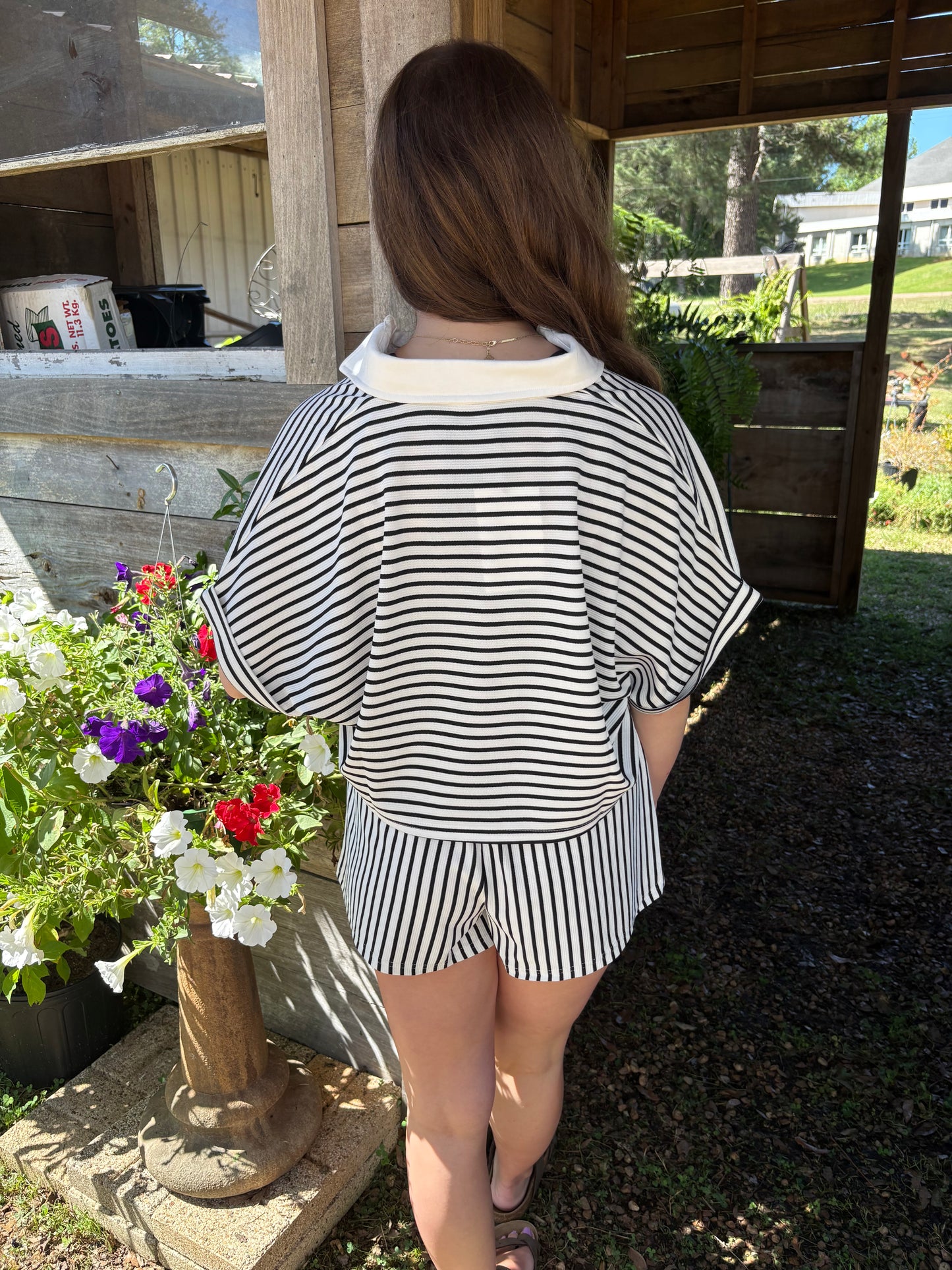 Billie Black/White Striped Set