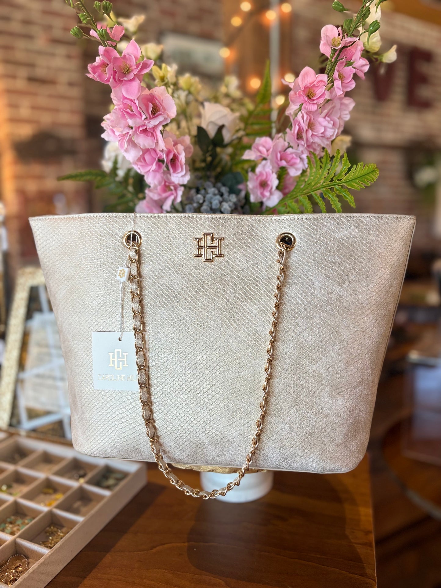 Quentin Tote Shimmer Champagne: Default