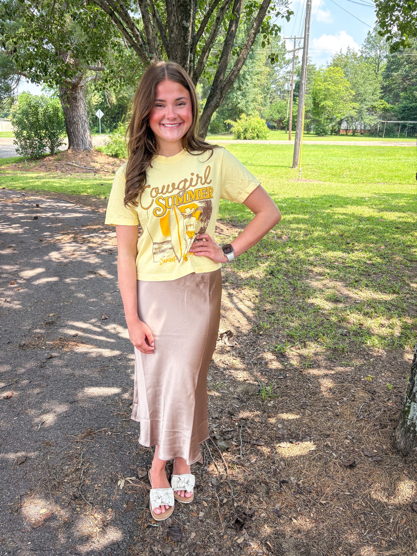 Saylor Satin Skirt (Dark Taupe)