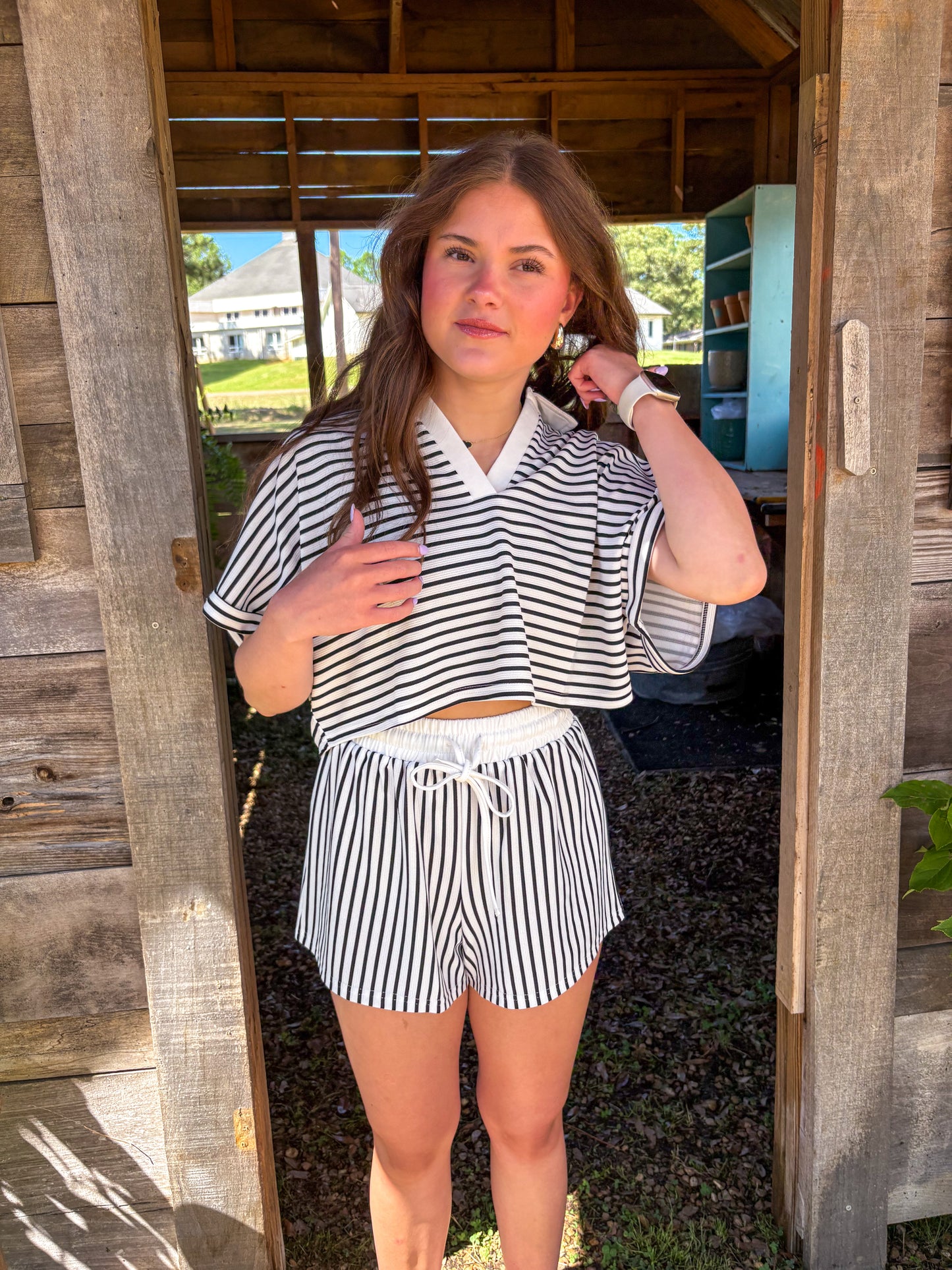 Billie Black/White Striped Set