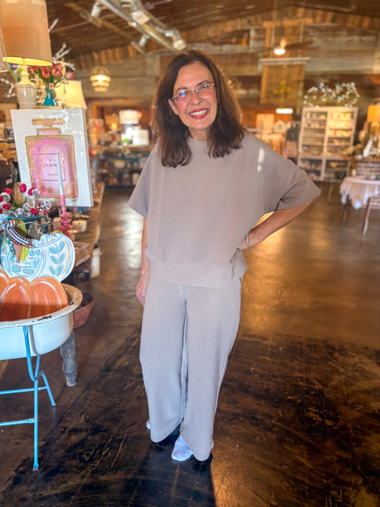 Marcie Ribbed Pants and Top Set (Cocoa)