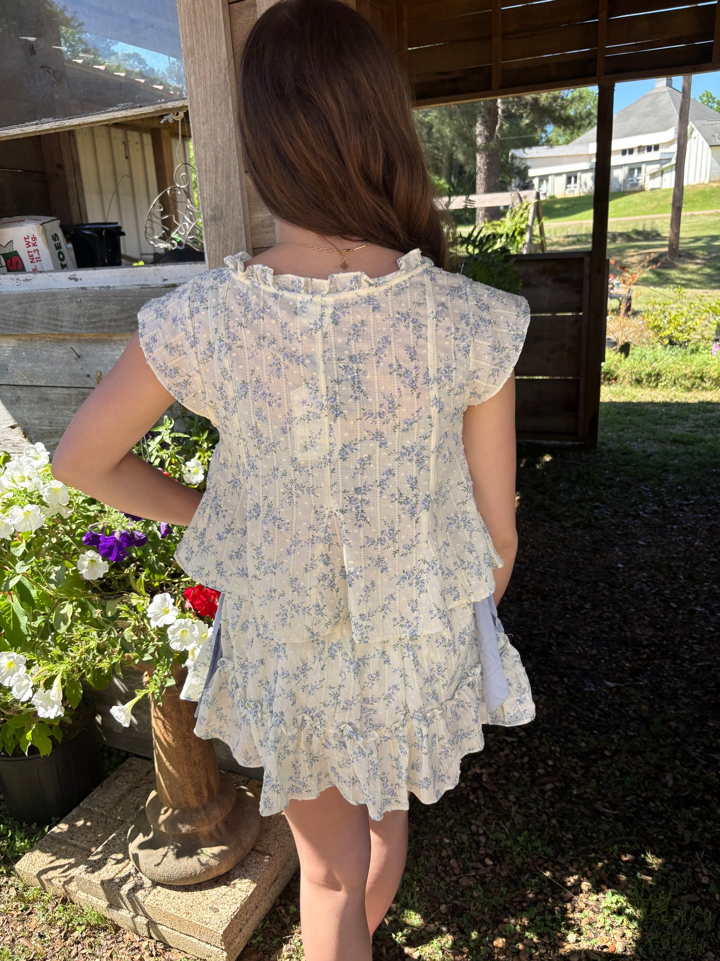 Vallie Blue/White Bow Tie Set