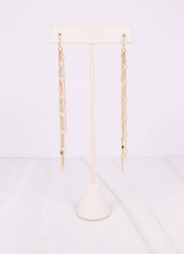 Duvall Pearl Fringe Earring GOLD