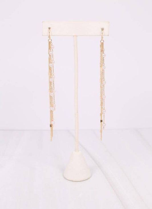 Duvall Pearl Fringe Earring GOLD