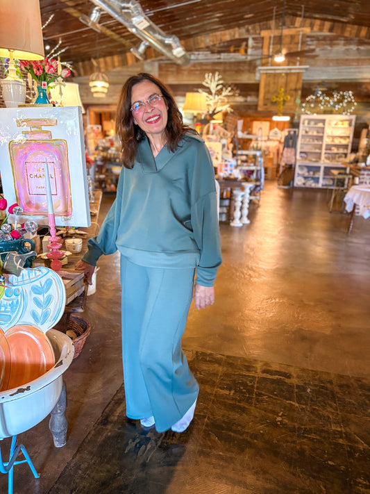 Kadin Scuba Collared Pullover and Pants Set (Dark Forest)