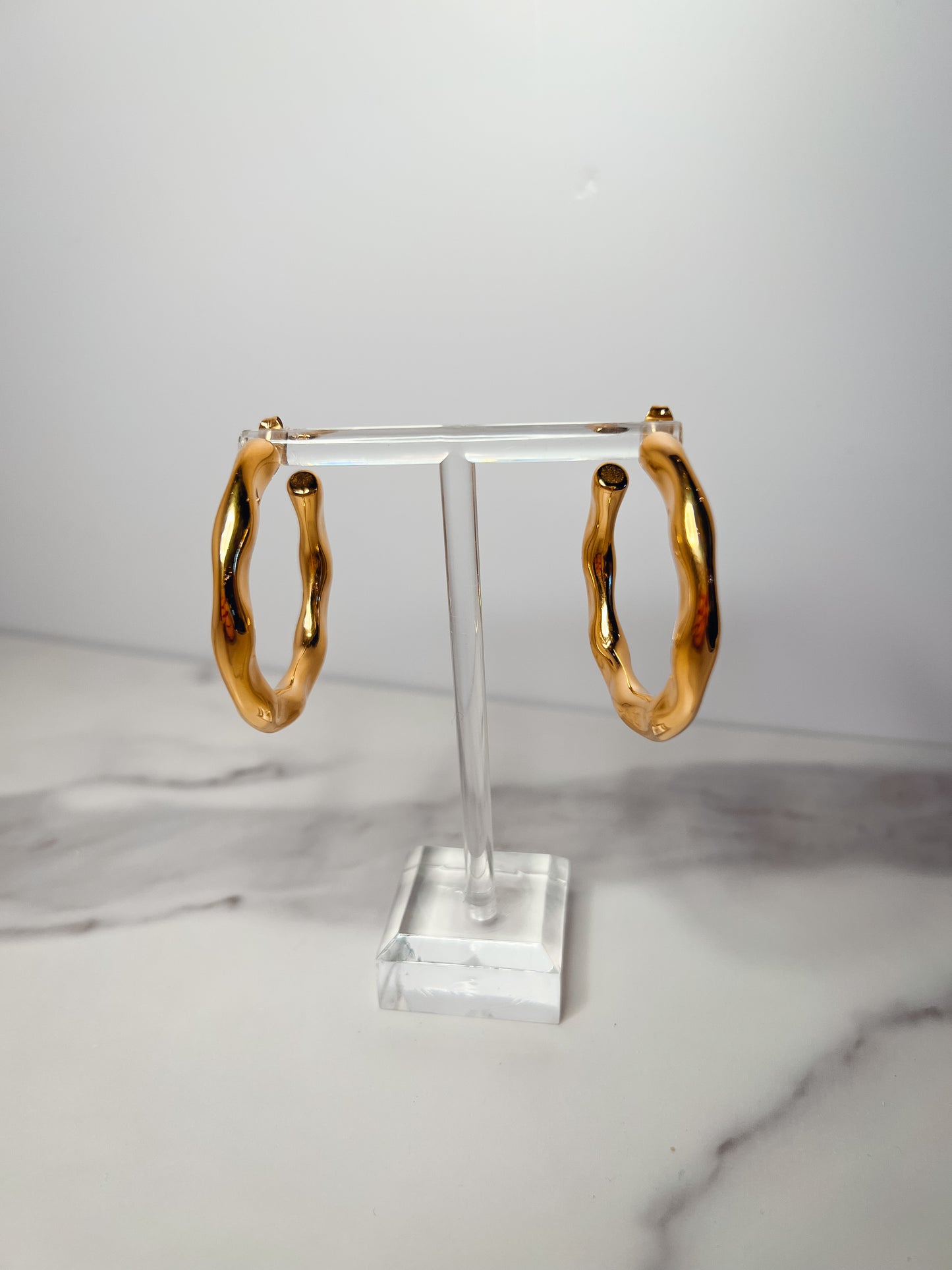 Gold Hammered Hoops