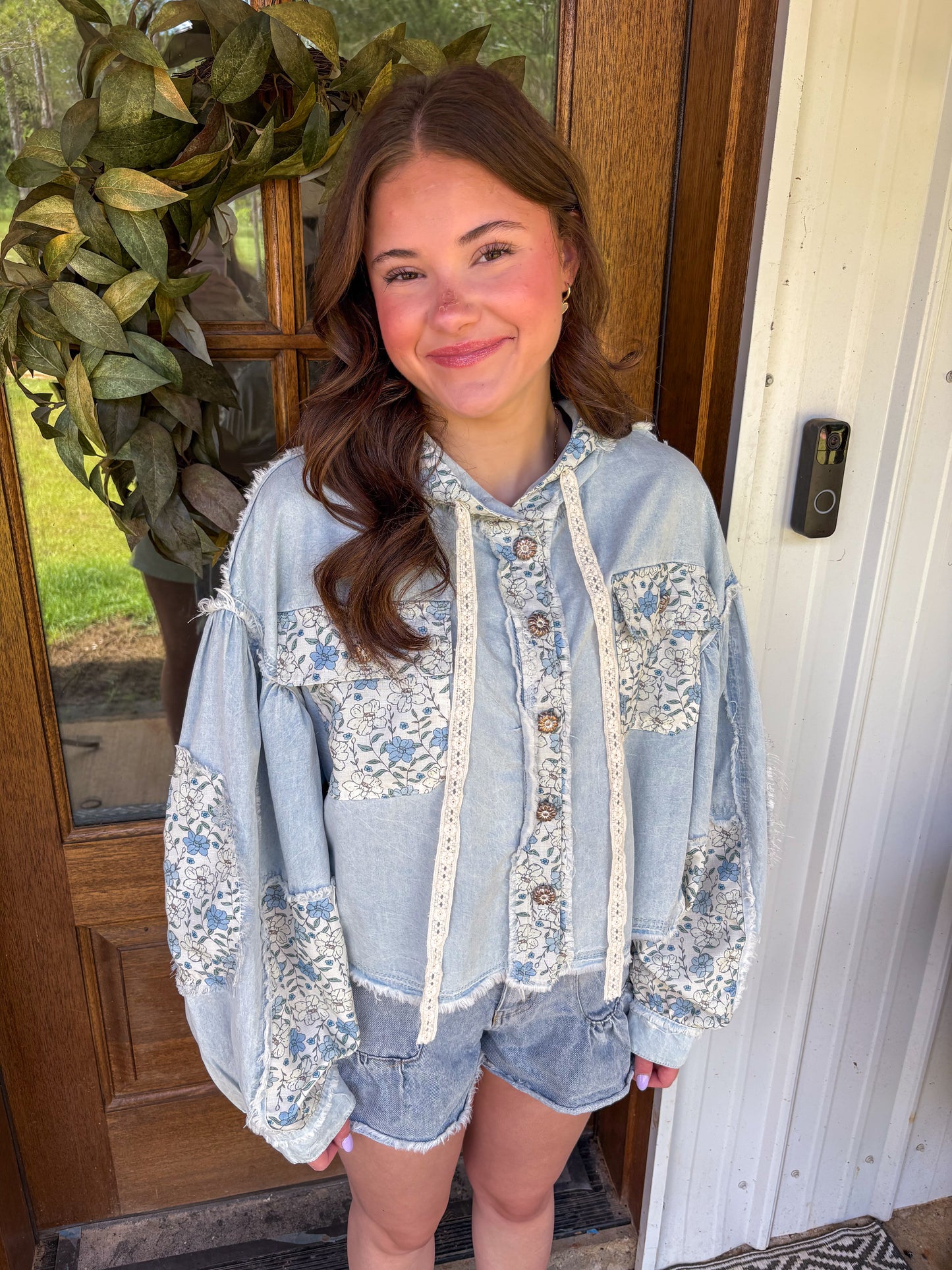 Millie Balloon Sleeve Pullover (Denim)