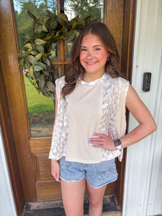 Almond Criss-Cross Back Top