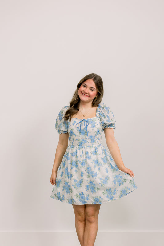 Victorian Floral Dress (Blue)