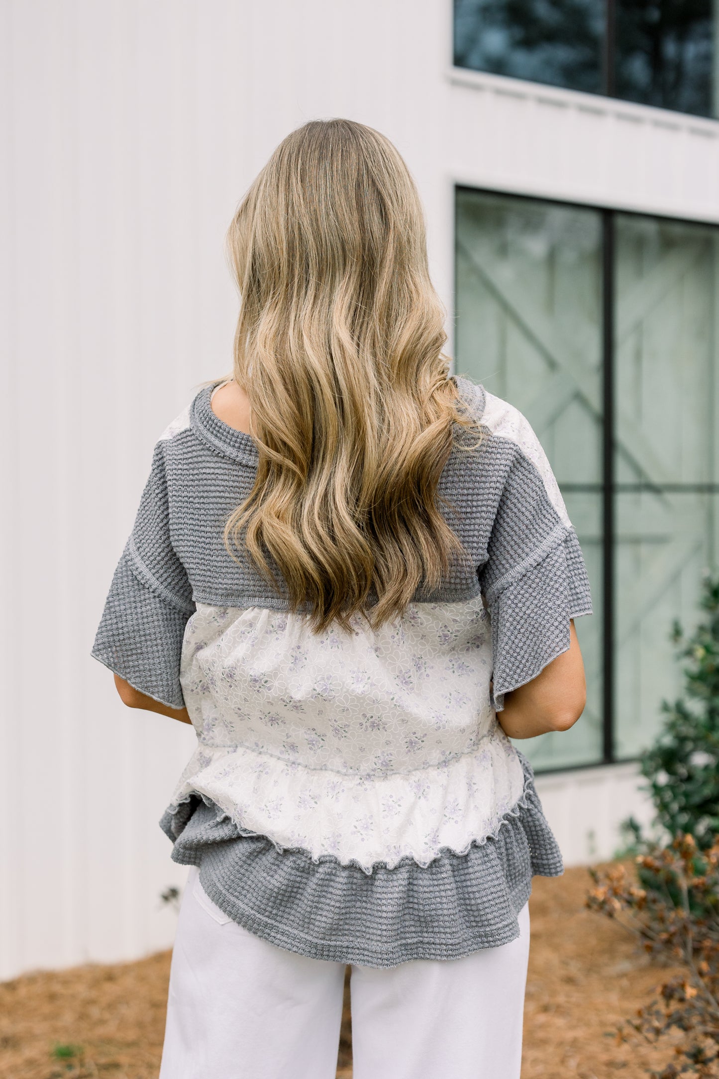 Bella V Neck Top (Charcoal)