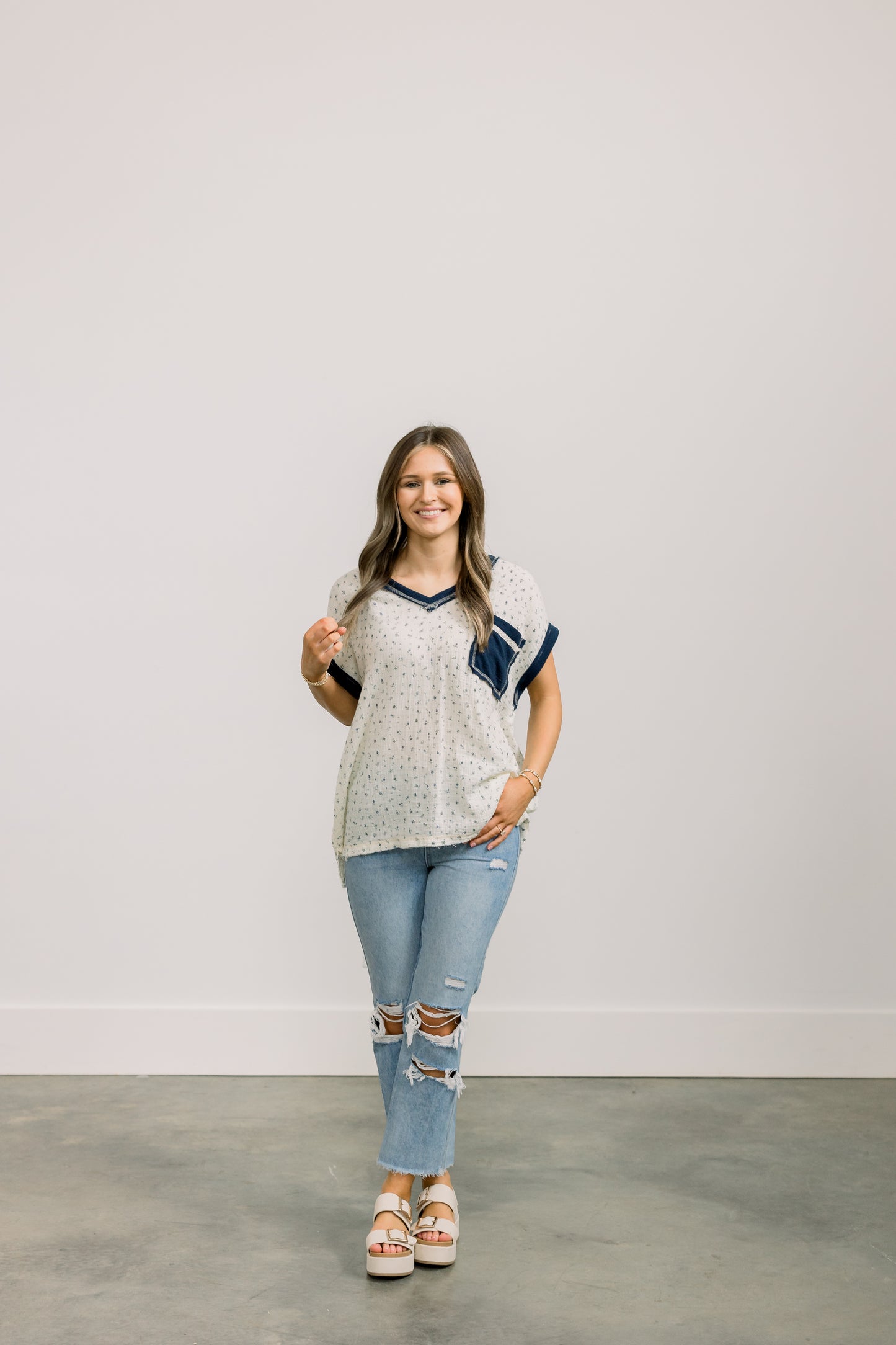 Cream Floral Top