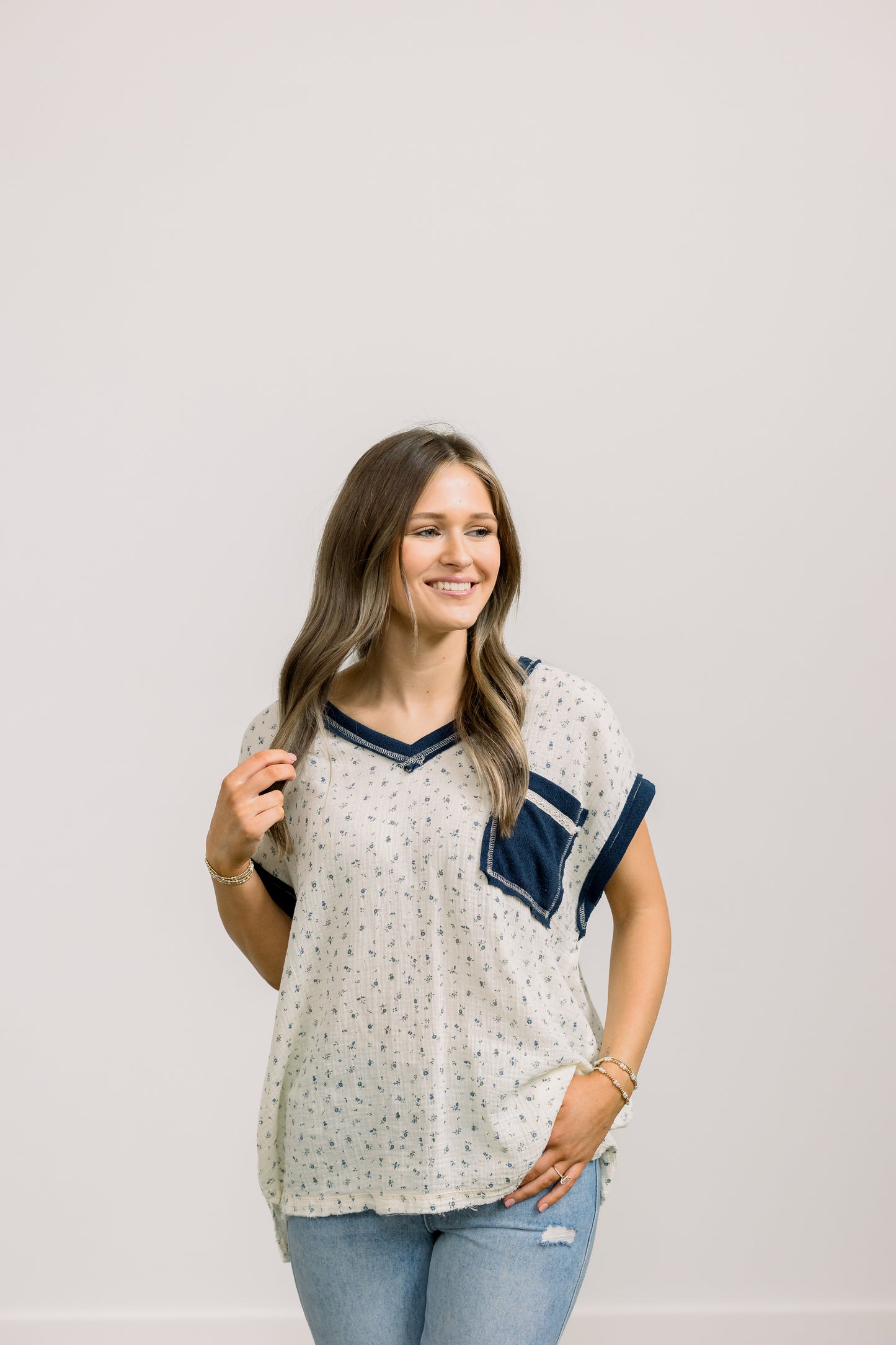 Cream Floral Top