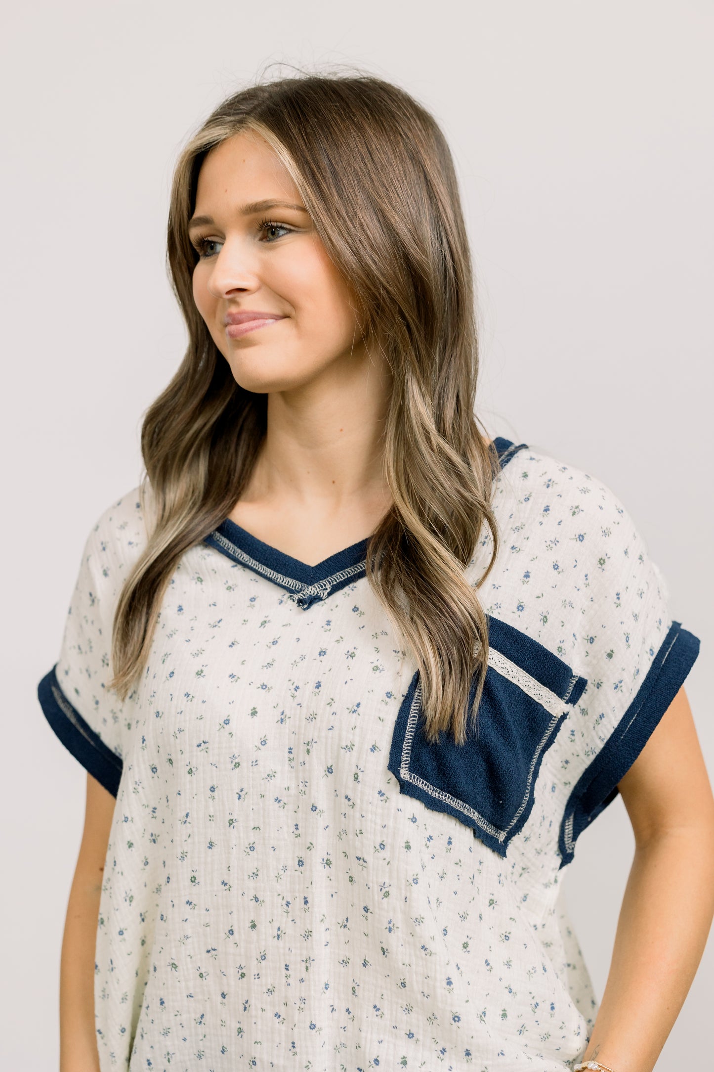 Cream Floral Top
