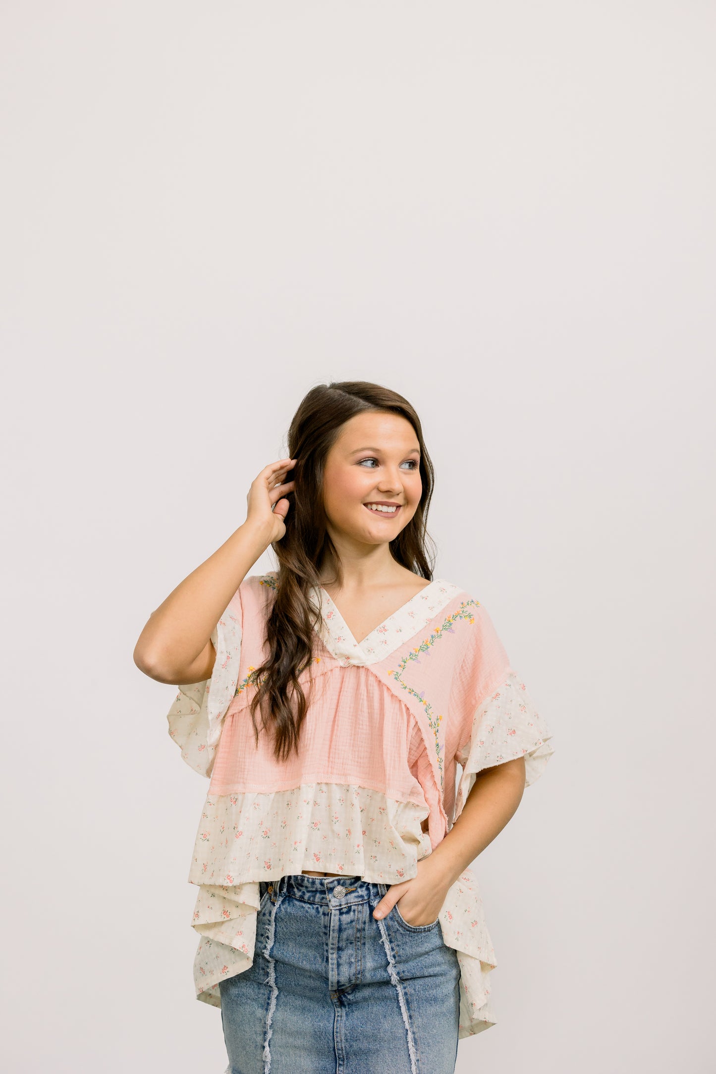 Bella V Neck Top (Pink)