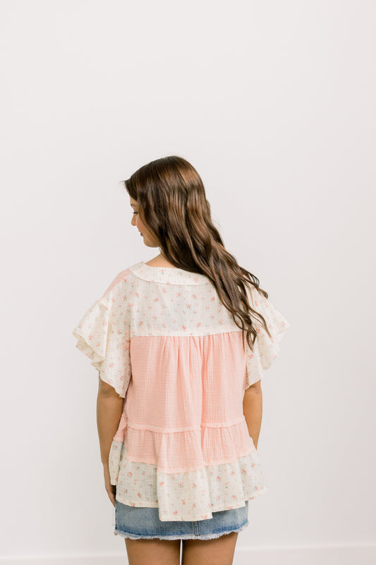 Bella V Neck Top (Pink)