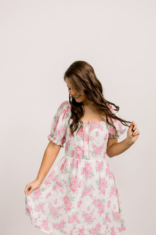 Victorian Floral Dress (Pink)