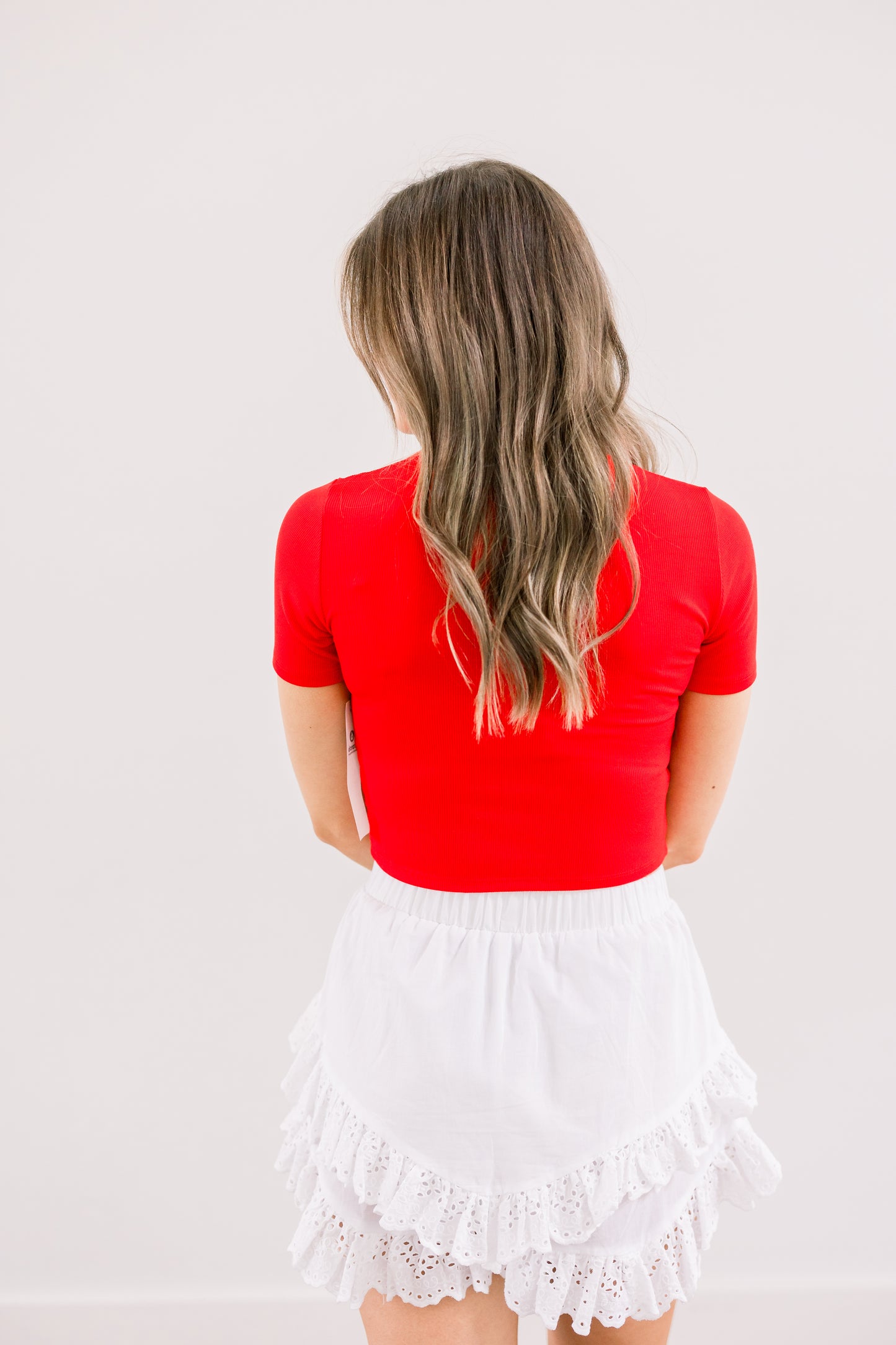 Ribbed Athleisure Baby Tee (Red)