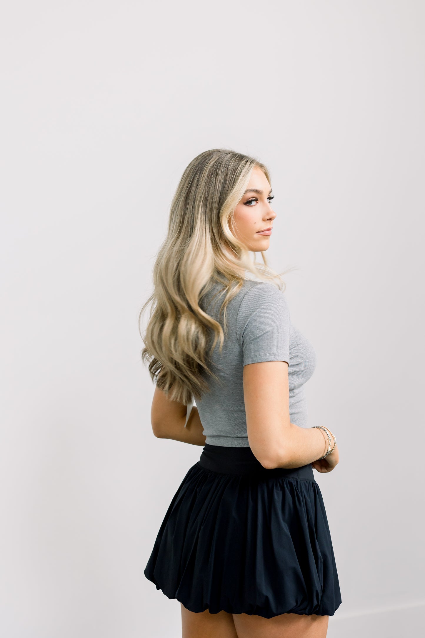 Ribbed Athleisure Baby Tee (Heather Grey)