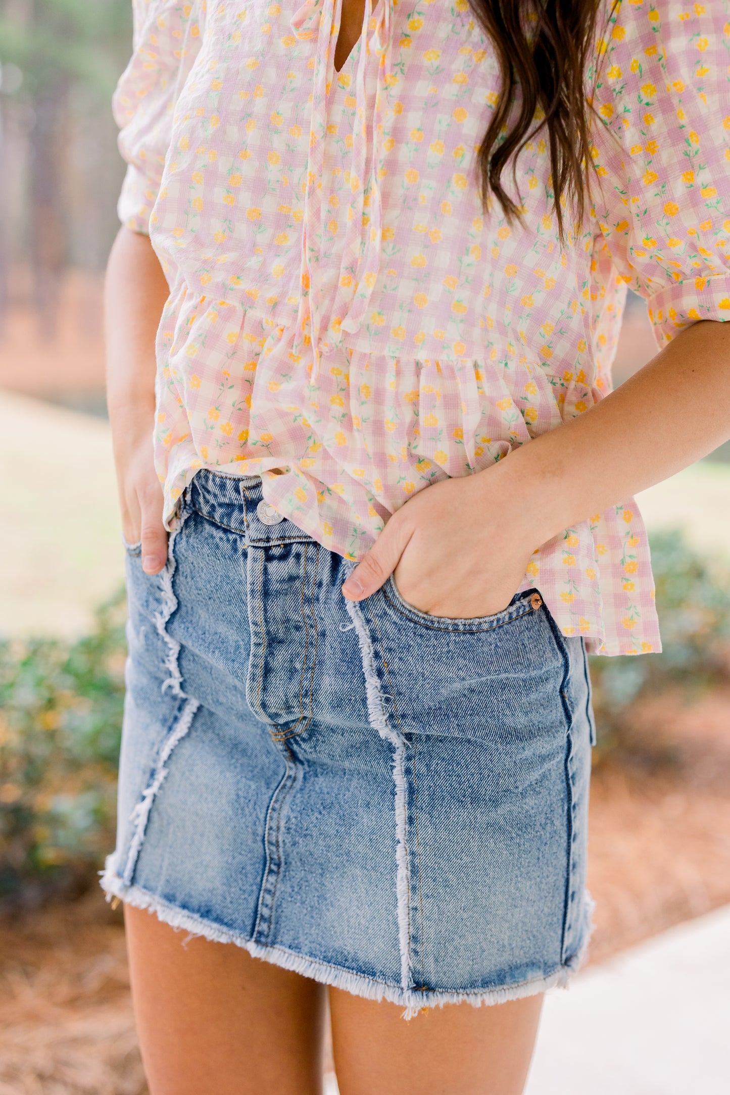 Frayed Hem Denim Skirt