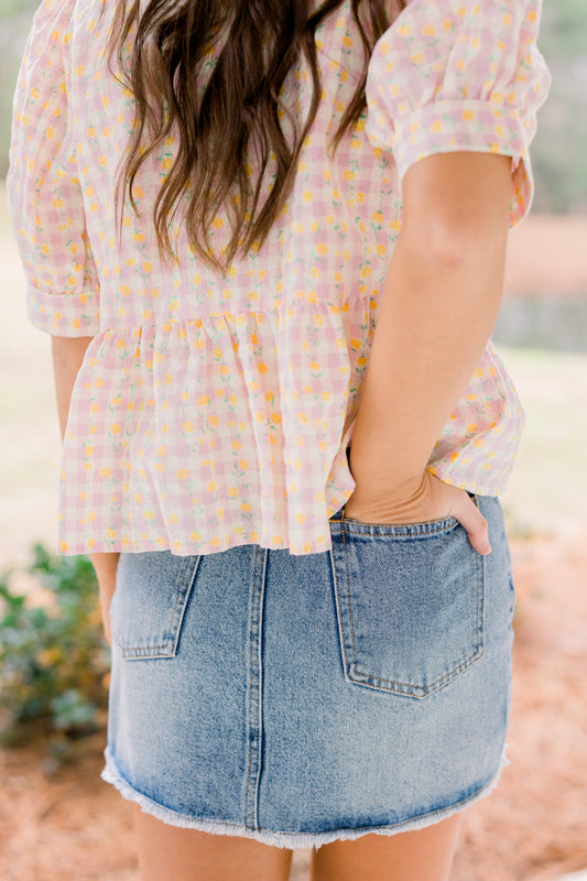 Frayed Hem Denim Skirt