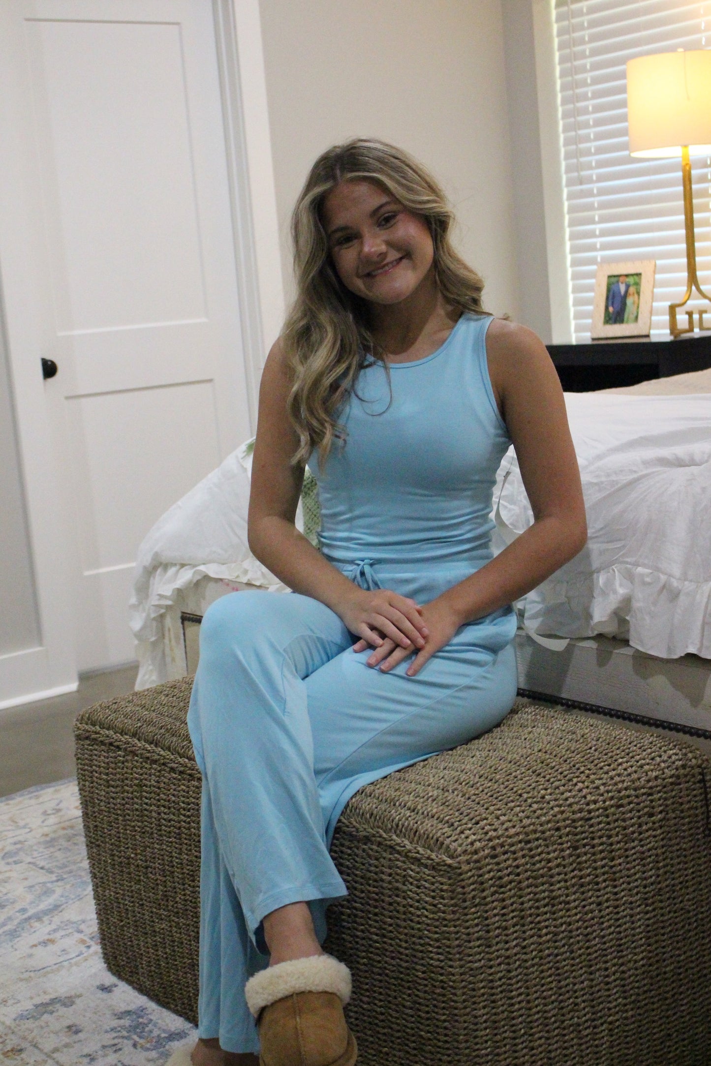 Lounge Terry Tank and Pants Set (Bright Blue)