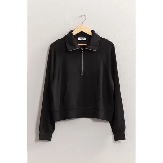 Taylor Zip-Up Collar Sweatshirt (Black)