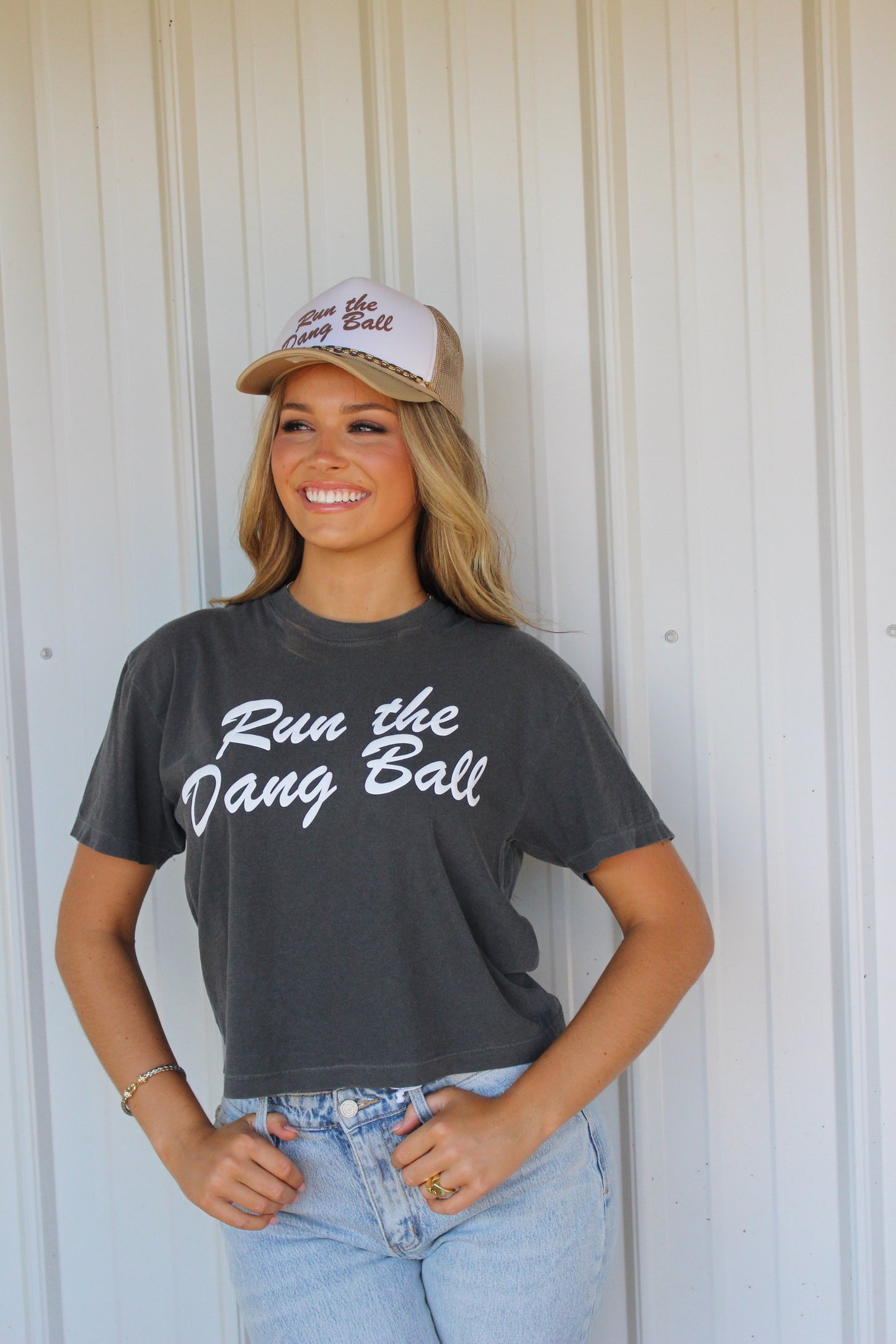 RUN THE DANG BALL Cropped Tee