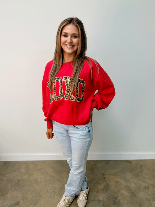 Lulu Mac XOXO Cheetah Print Sweatshirt (Red)