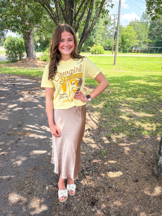 Saylor Satin Skirt (Dark Taupe)