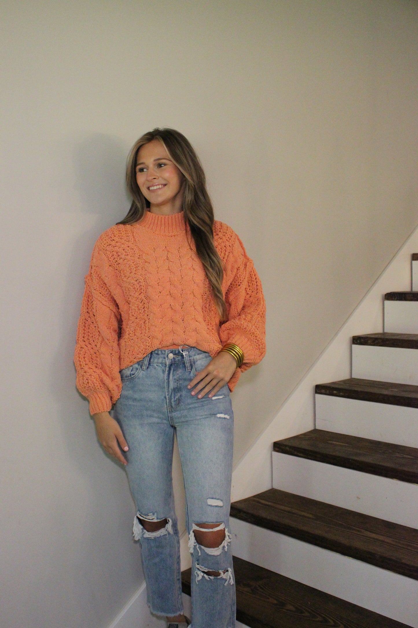 Indie Crochet Sweater (Orange)