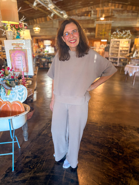Marcie Ribbed Pants and Top Set (Cocoa)