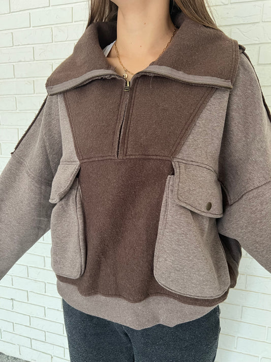 Ashlynn Half-Zip Pullover (Light Mocha)