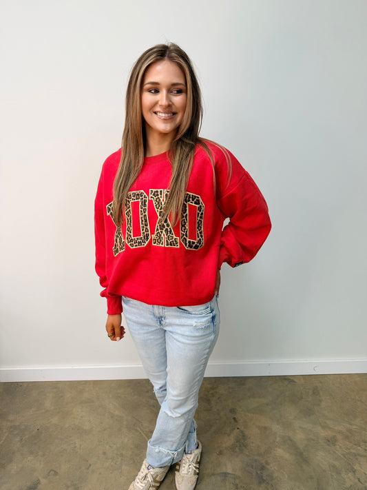 Lulu Mac XOXO Cheetah Print Sweatshirt (Red)