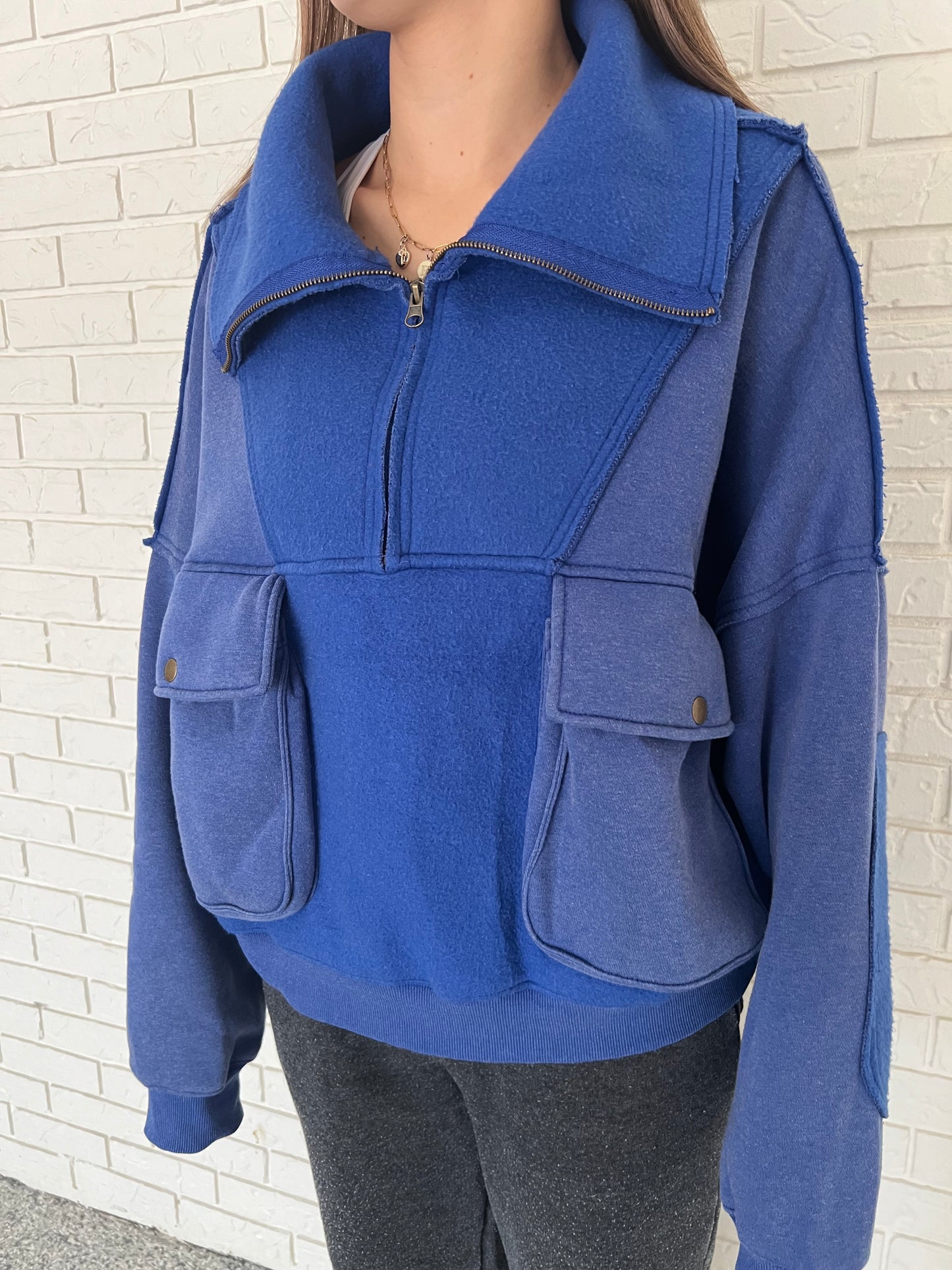 Ashlynn Half-Zip Pullover (Blue)