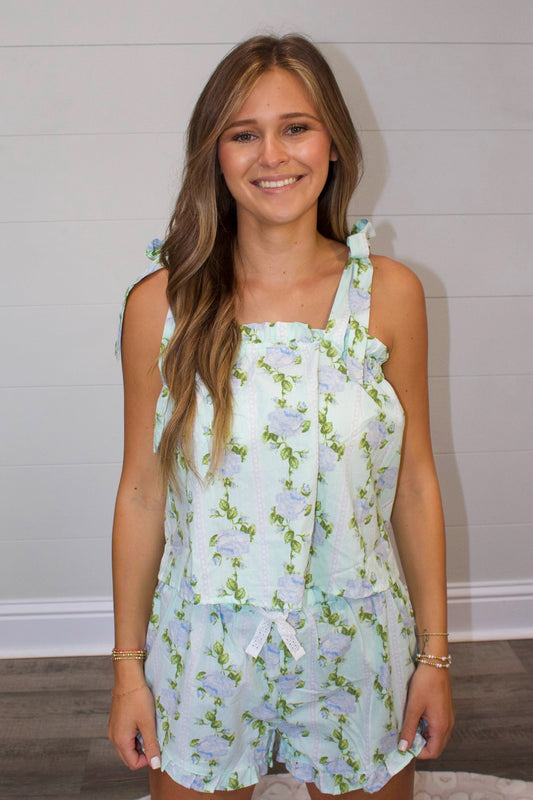 Mint Green Floral Pajamas