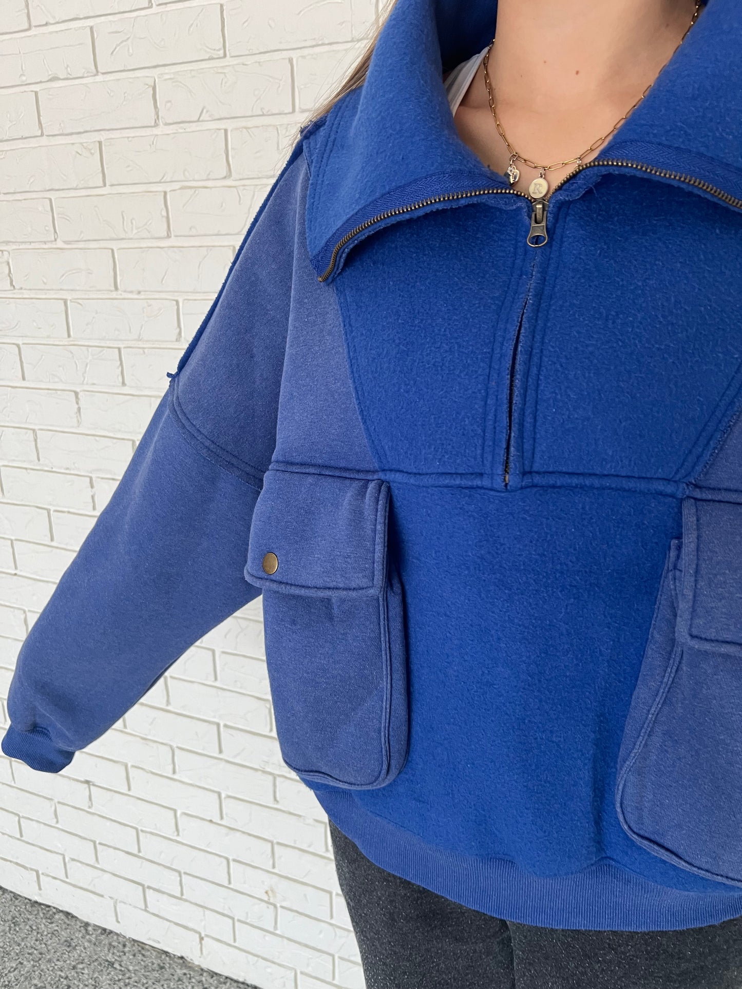 Ashlynn Half-Zip Pullover (Blue)