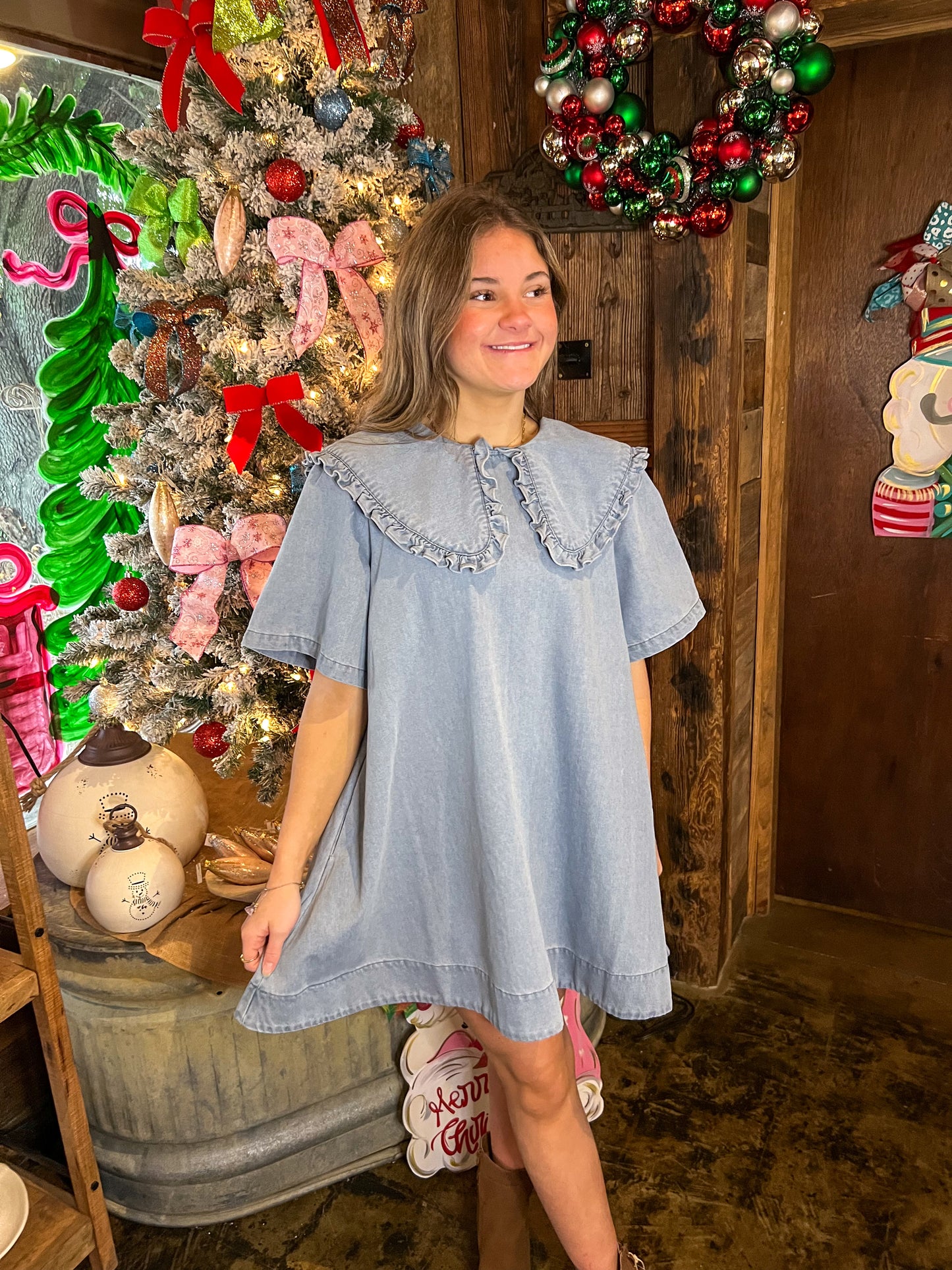 Lt Denim Baby Doll Dress