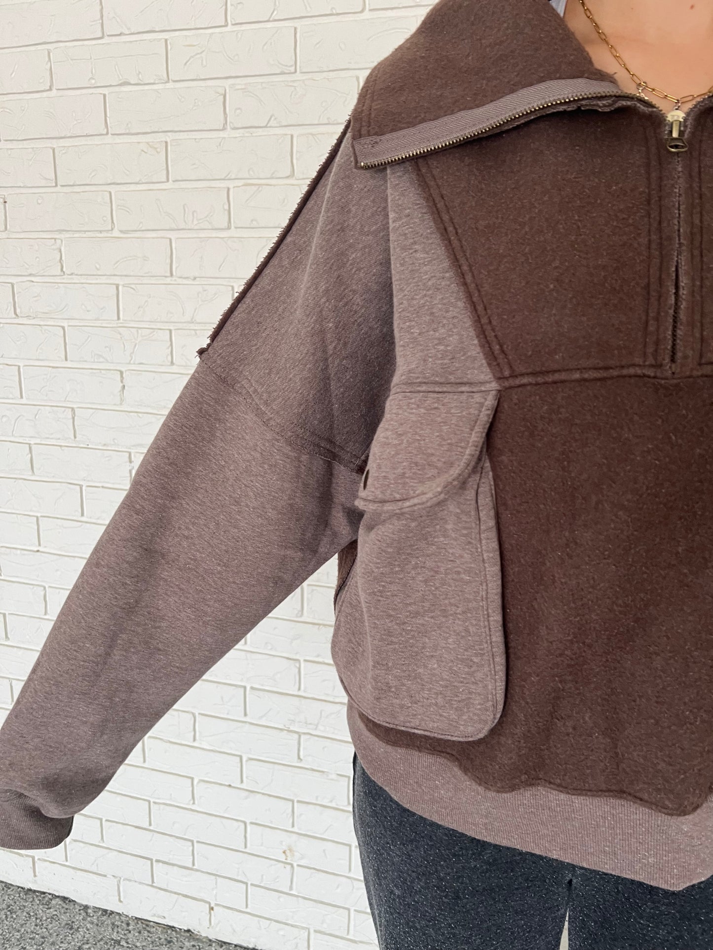 Ashlynn Half-Zip Pullover (Light Mocha)