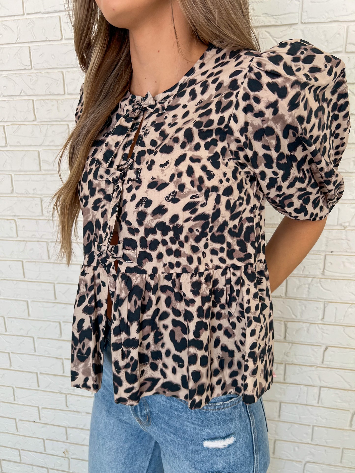 Leopard Bow Top