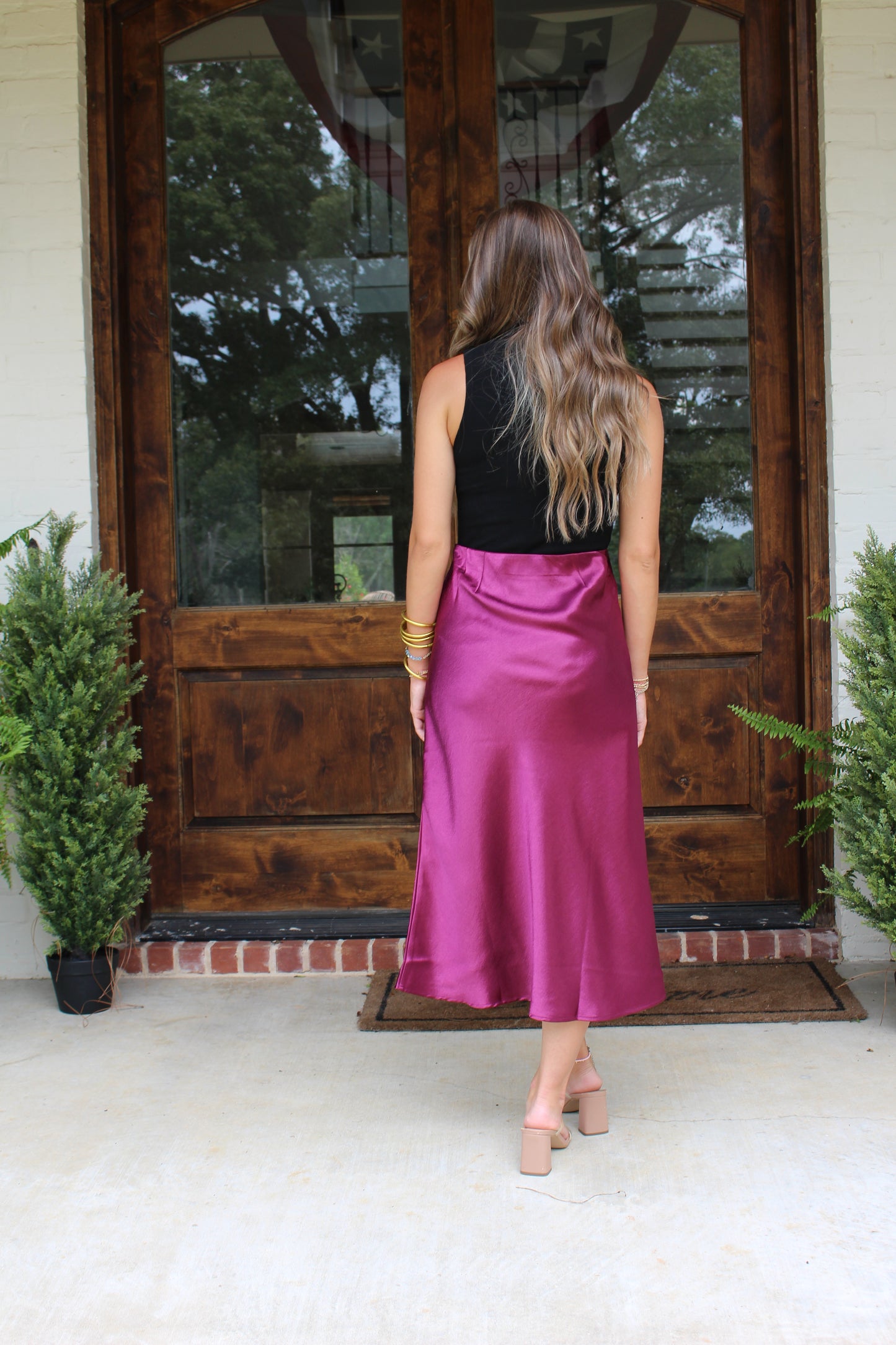 Jenna Silk Skirt (Maroon)