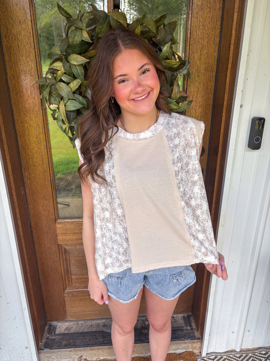 Almond Criss-Cross Back Top